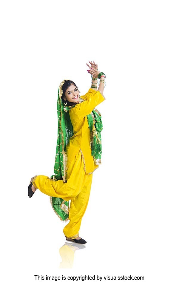 Punjabi Woman in-traditional Dress Doing Bhangra Dance on-Baisakhi ...