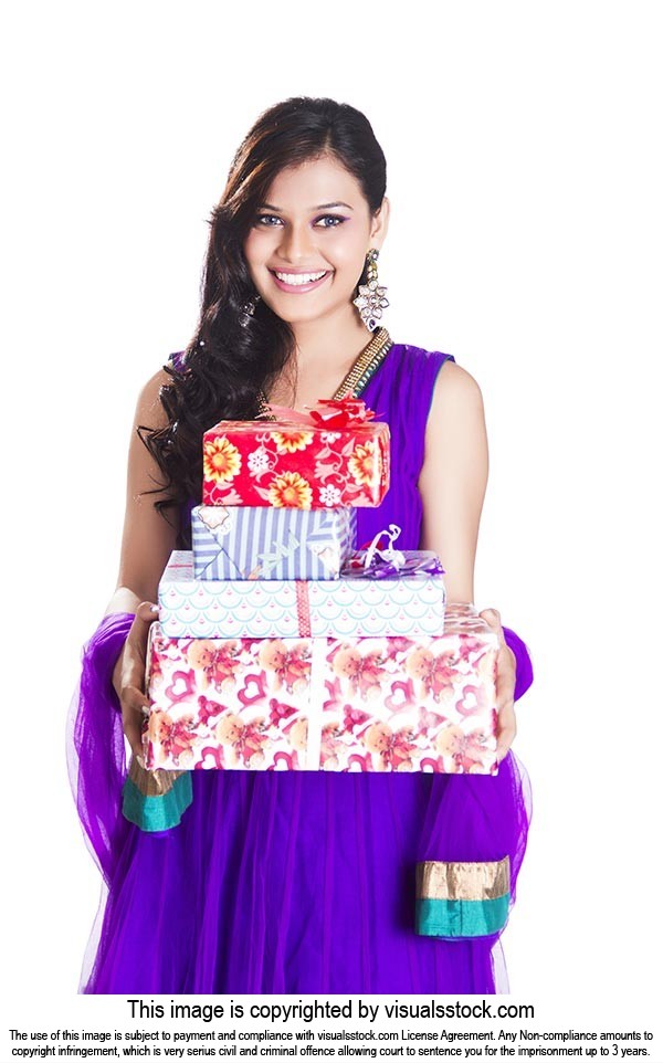Woman Holding Gift Boxes