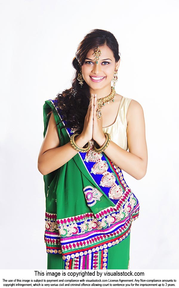 Traditional  Woman Greeting Diwali
