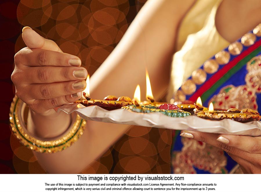 Woman Diyas Diwali Festival