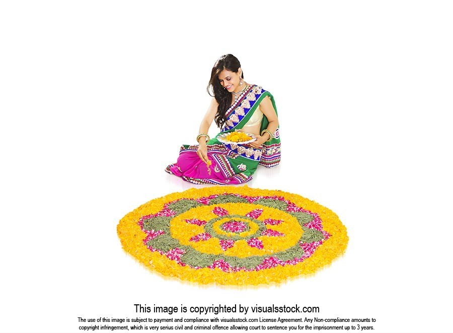 Woman Diwali Rangoli Decoration