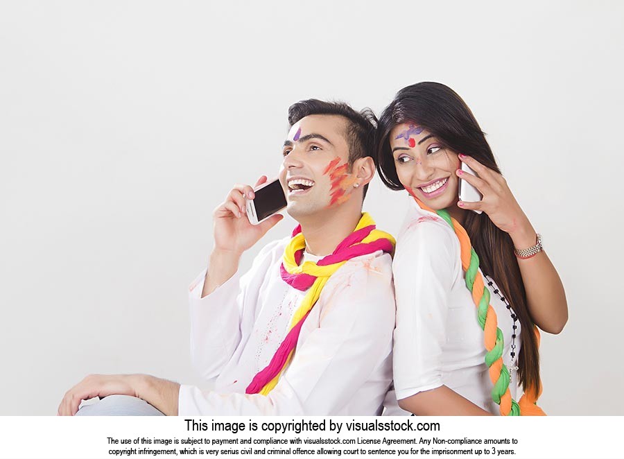 Happy Couple Holi Celebration Talking Phone Fun