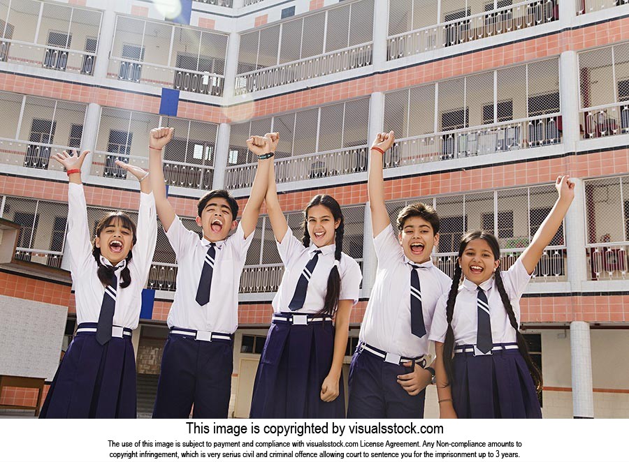 Students School Courtyard Standing Enjoy