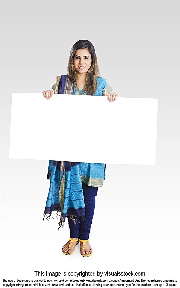 Business Woman Holding Message Board
