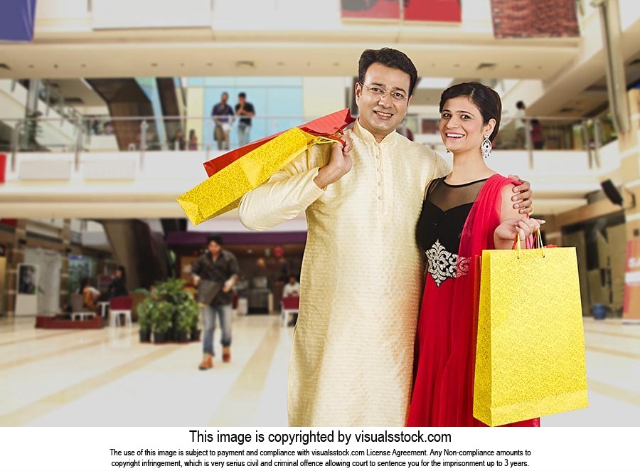 Indian Couple Mall Shopping Bags