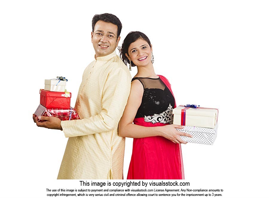 Indian Couple Gift Boxes Diwali Festival