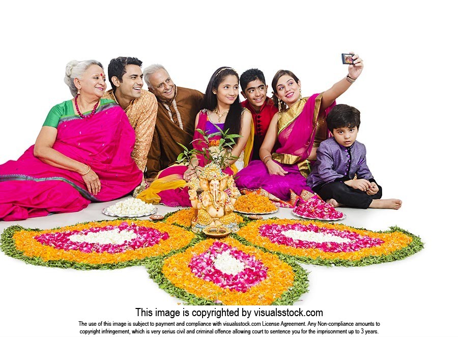Big Family Diwali Festival Cellphone Selfie
