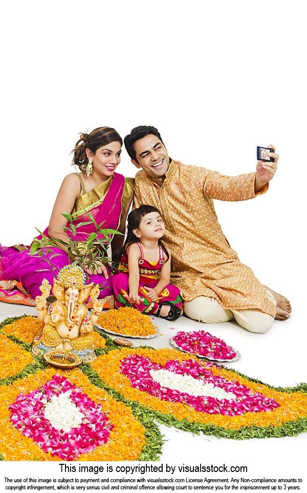 Family Celebrating Festival Diwali  Self-portrait 