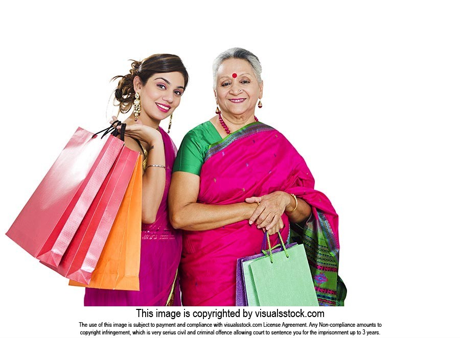 Indian Mother Daughter Diwali Shopping Bags