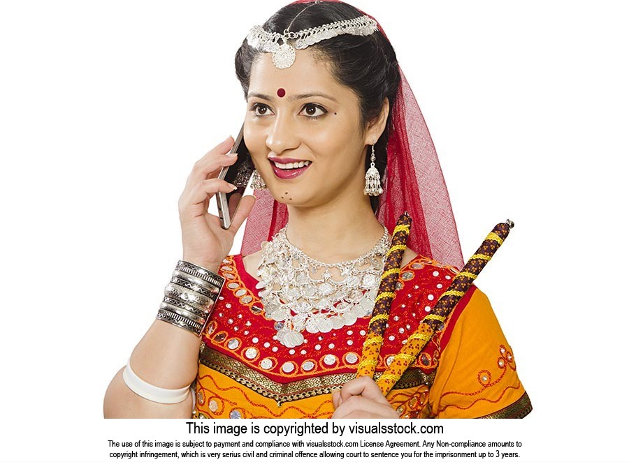 Gujarati Woman Talking Mobile Phone