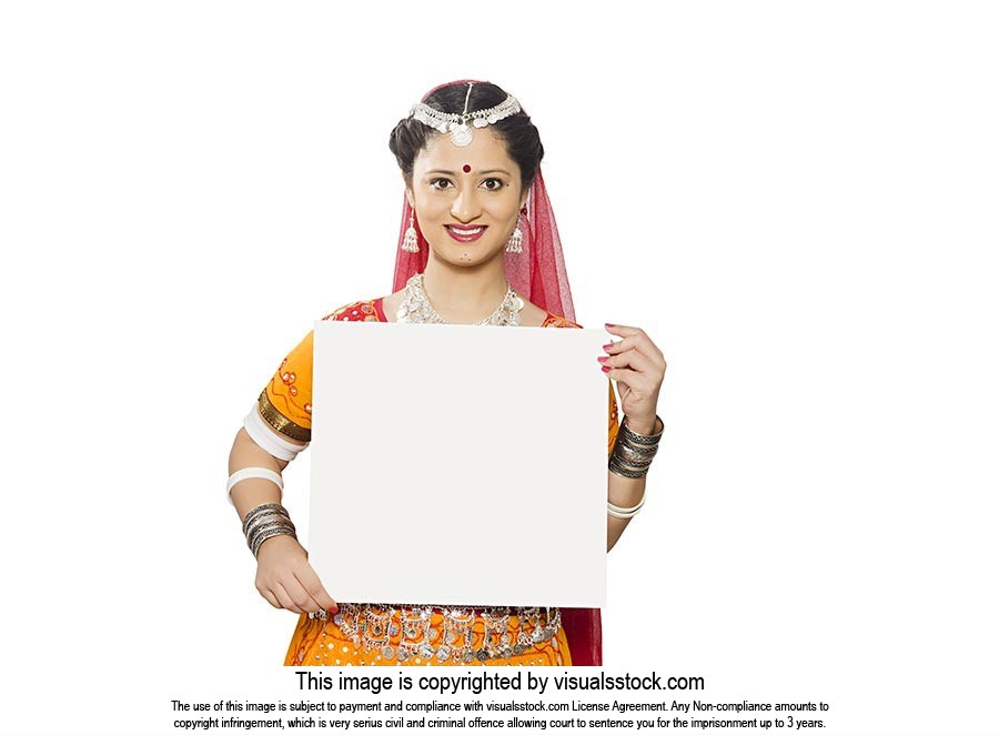 Indian Rajasthani Woman Showing Message board