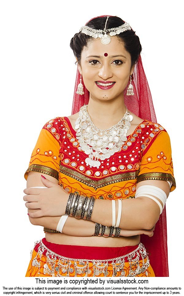 Indian Rajasthani Woman Standing Arms Crossed