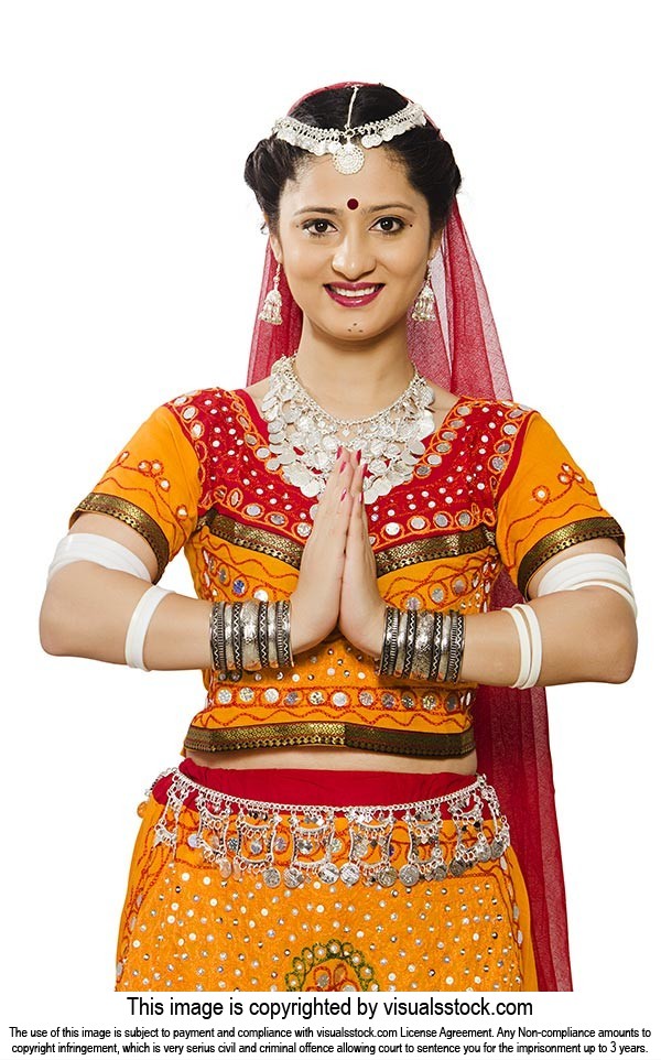 Indian Traditional Rajasthani Women Greeting Namas