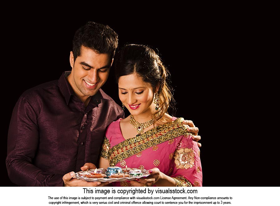 Married Couple Deepavali Festival Plate Diya