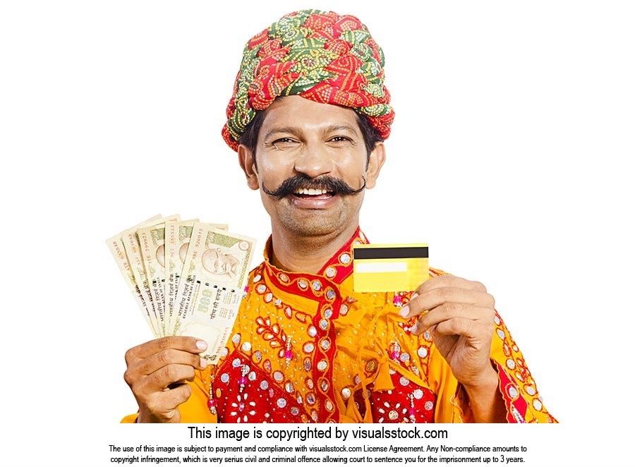 Gujrati Man Showing Money Credit card