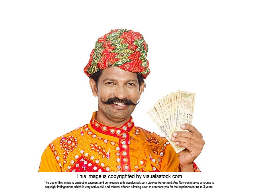 Rajasthani Man Showing Money