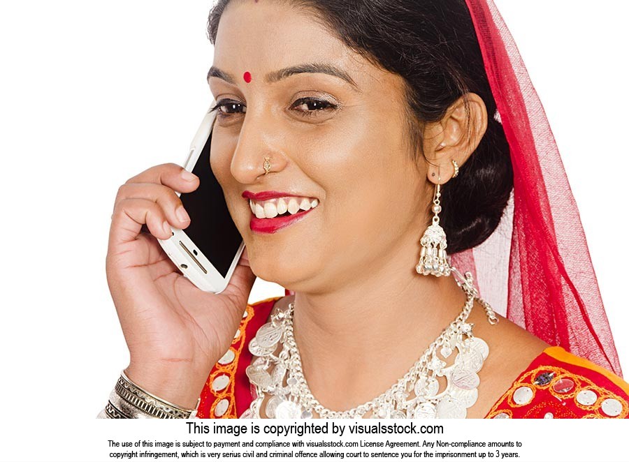 Gujrati Woman Talking Cell Phone