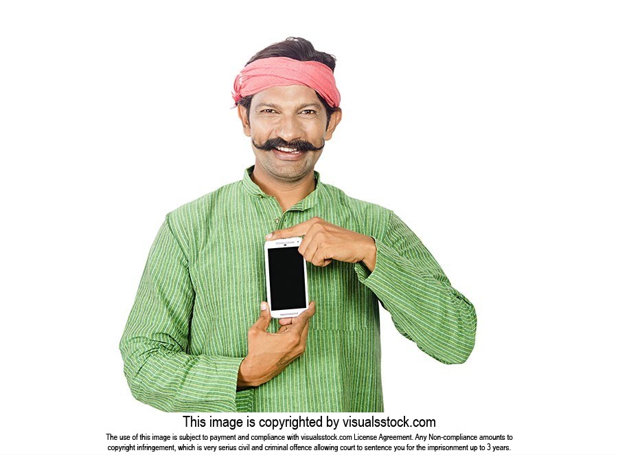 Rural Man Showing Cell Phone