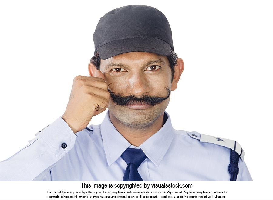 Security Guard Showing Moustache