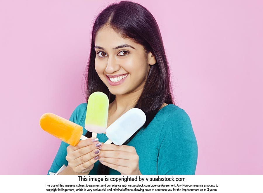 Young Girl Showing Ice cream