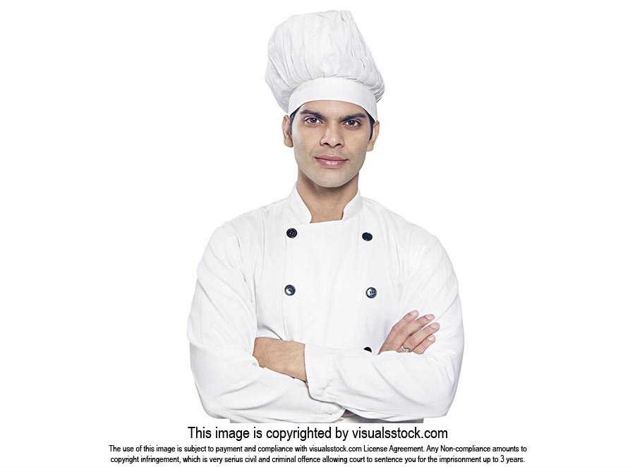 Handsome Indian Male Chef Uniform Standing
