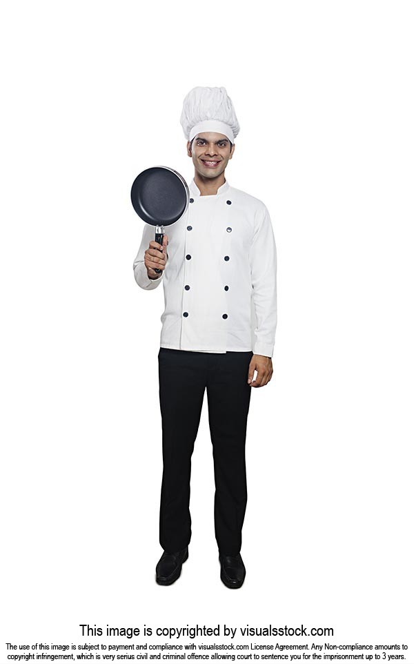Happy Male Chef Cook Holding Frying Pan