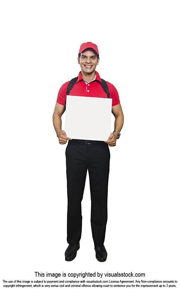 Delivery Man Holding White Board
