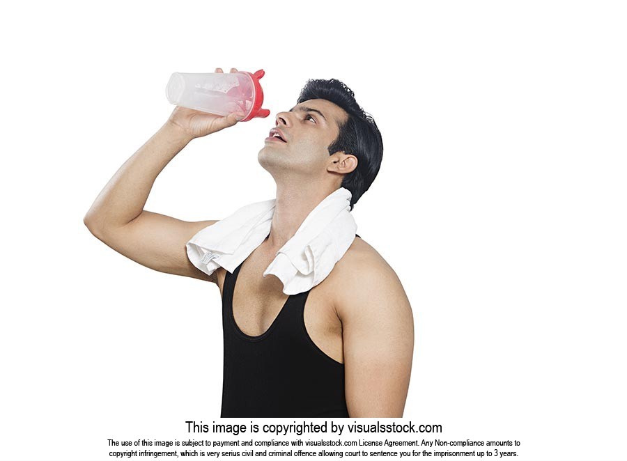 Indian Fit Man Drinking Water Bottle