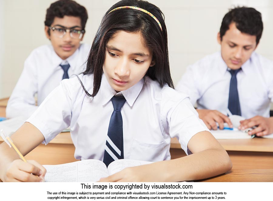 School Students Studying Classroom