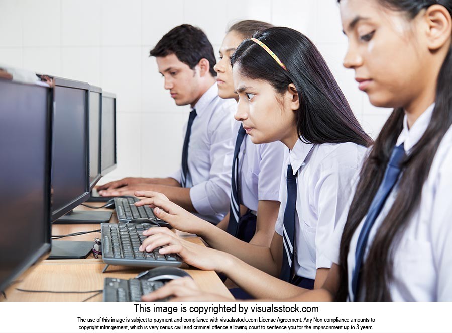 School Students Learning Computer lab
