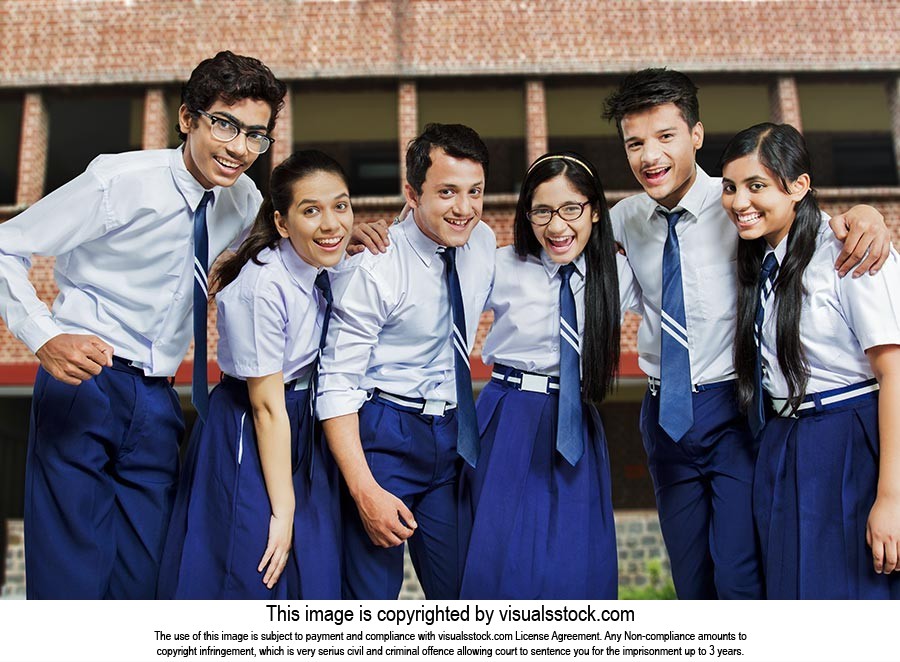 Group School Students Courtyard