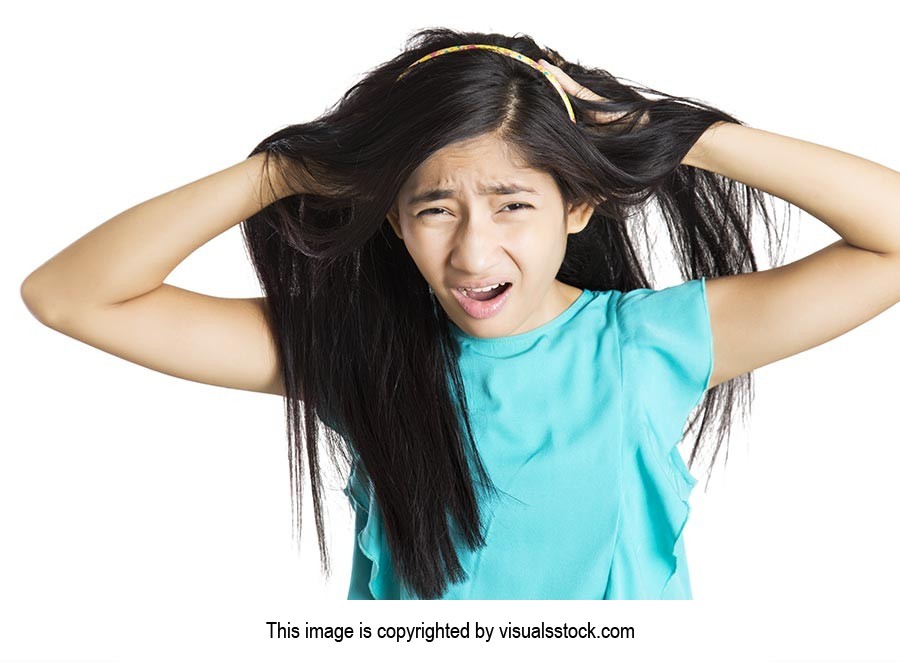 Frustrated Angry Indian Girl Screaming Outloud And Pulling Her