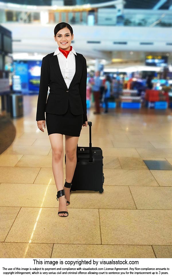 Air Hostess walking Airport