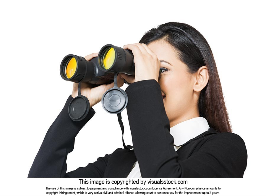 Business woman Binoculars Searching