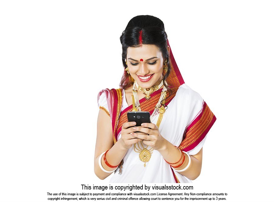 Bengali Woman Chatting Mobile
