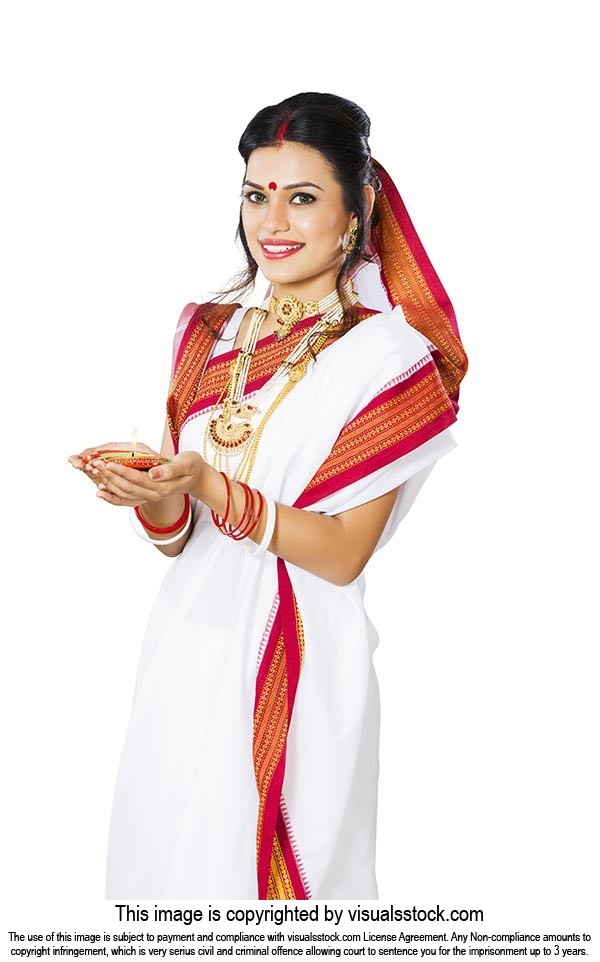 Bengali Woman Holding Diya