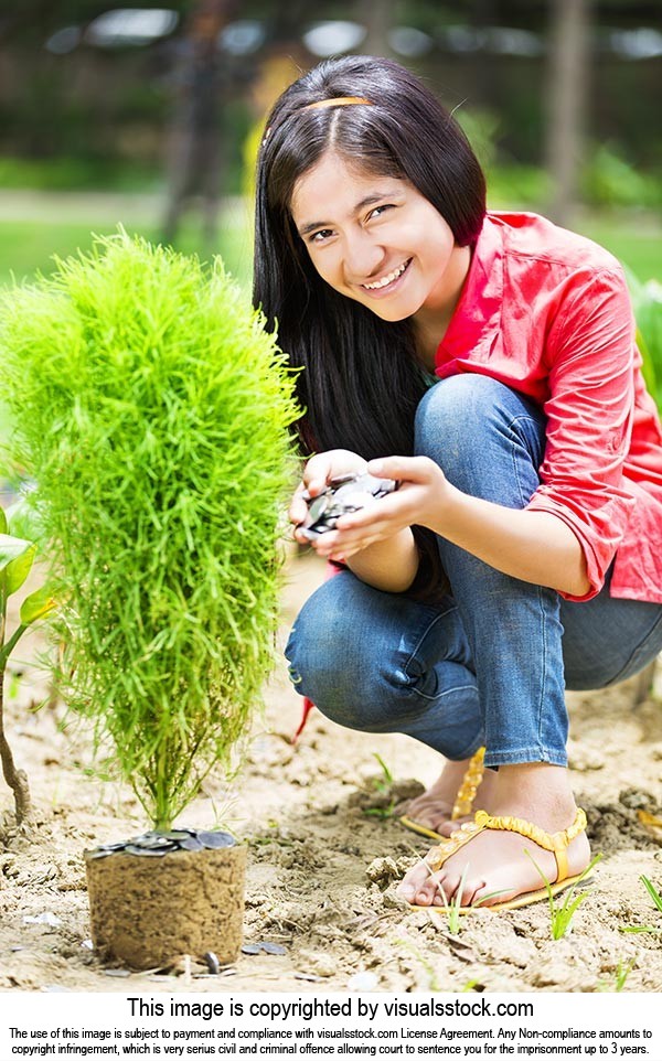 Girl Environmentalists Money Plant-life