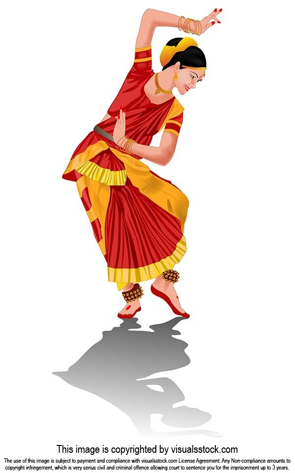 Bharatanatyam or Bharathanatiyam woman dancer vector ilustration ...