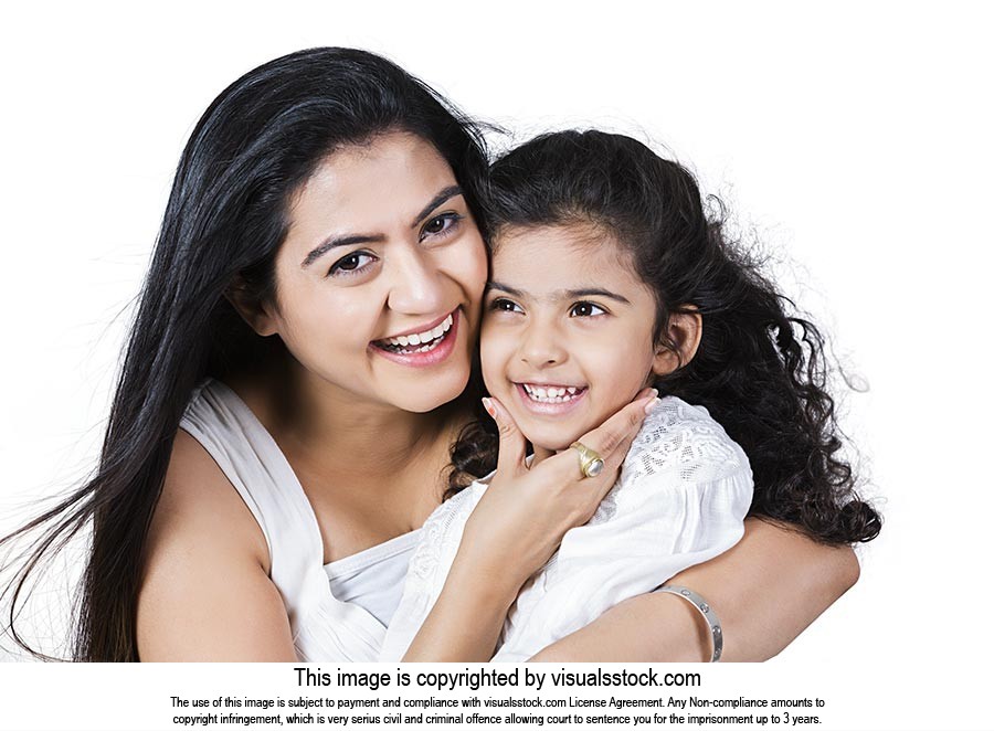 Image of Young Indian Girl Hugging Her Mother With Love, Feeling Happy.  Daughter And Mother Concept.-KZ843268-Picxy