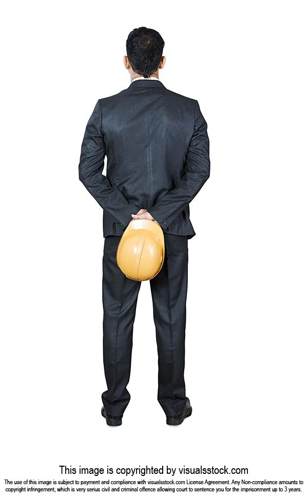 Architect Business man Helmet Standing Rear view