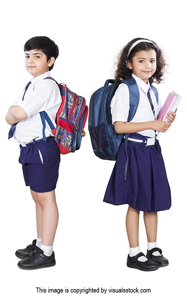 Indian School Students Friend Standing Uniform