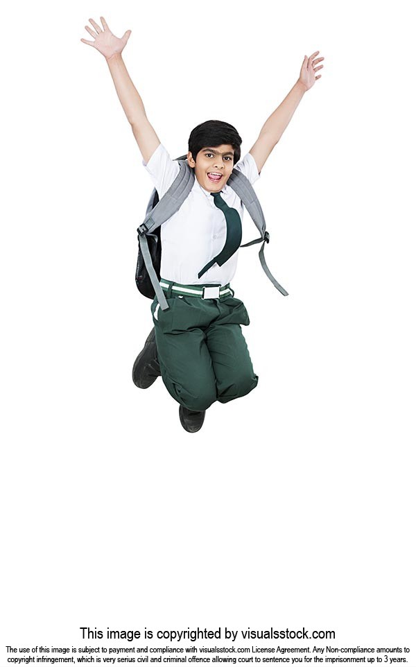 1 Person Only ; Arms Raised ; Backpack ; Bag ; Boy