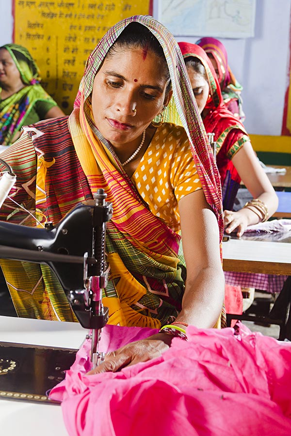 Indian Rural Women Sewing Machine Working Government Factory Occupation