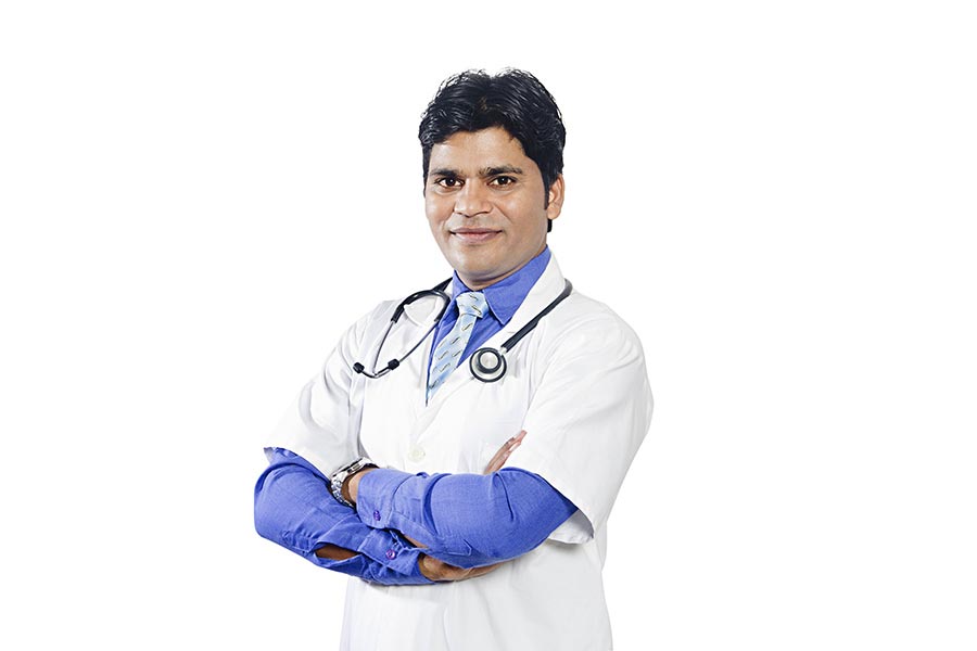 Portrait of Medical Doctor Man With Stethoscope Arms-Crossed Standing ...