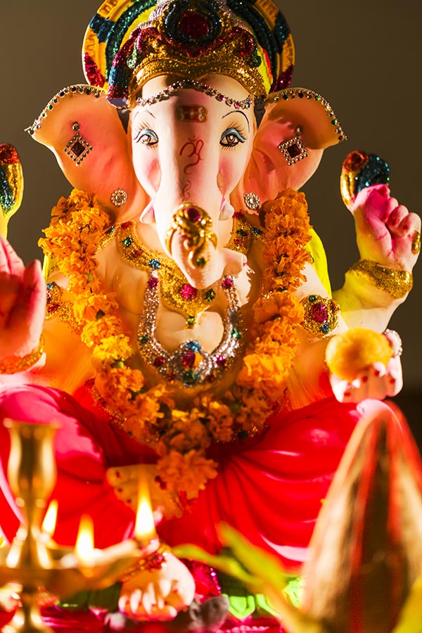 Hindu God Ganesha Statue-of Lord Ganesha Pooja arrangement on-diwali ...