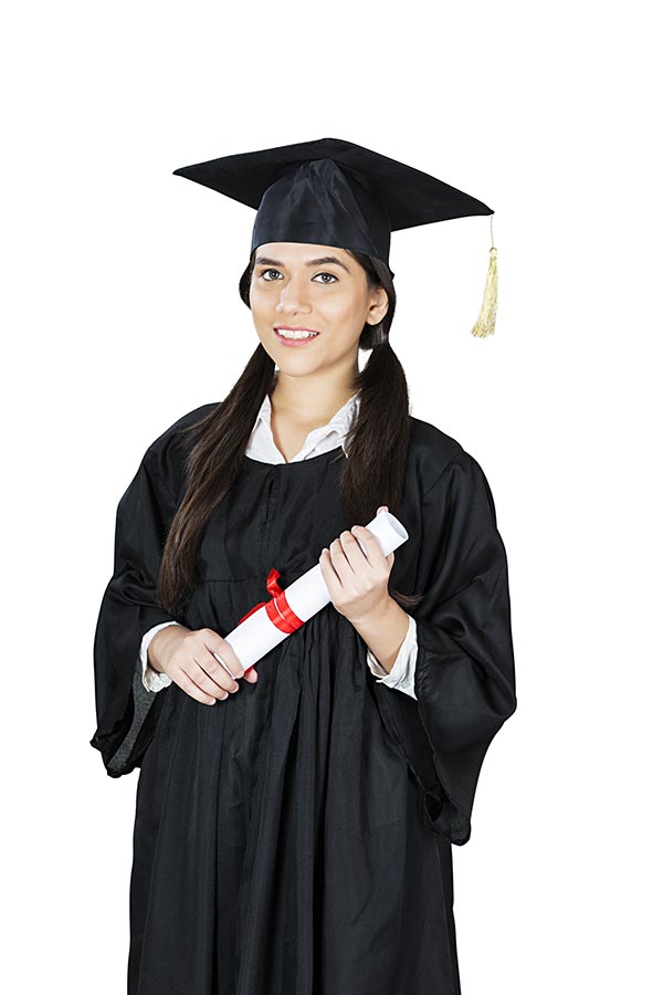 Smiling Indian Female Graduate Student Holding A Diploma Degree