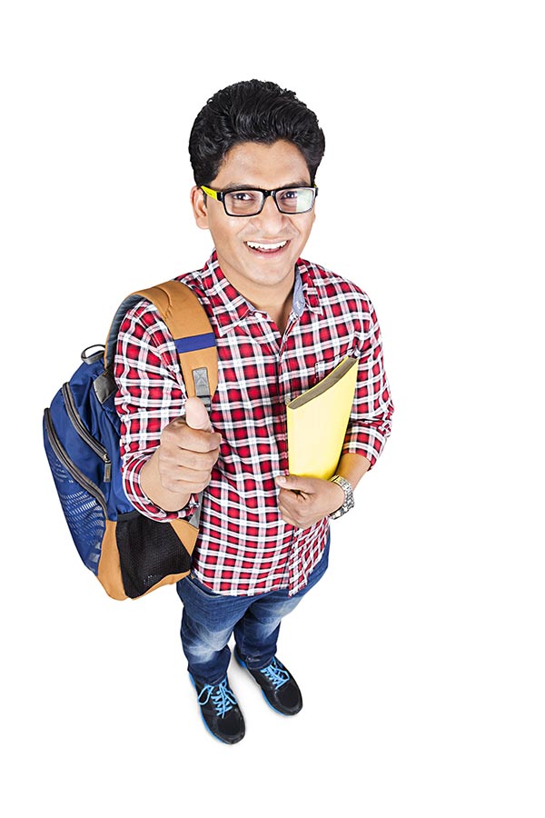 Indian Young Man College Student Showing Thumbs up Success Education