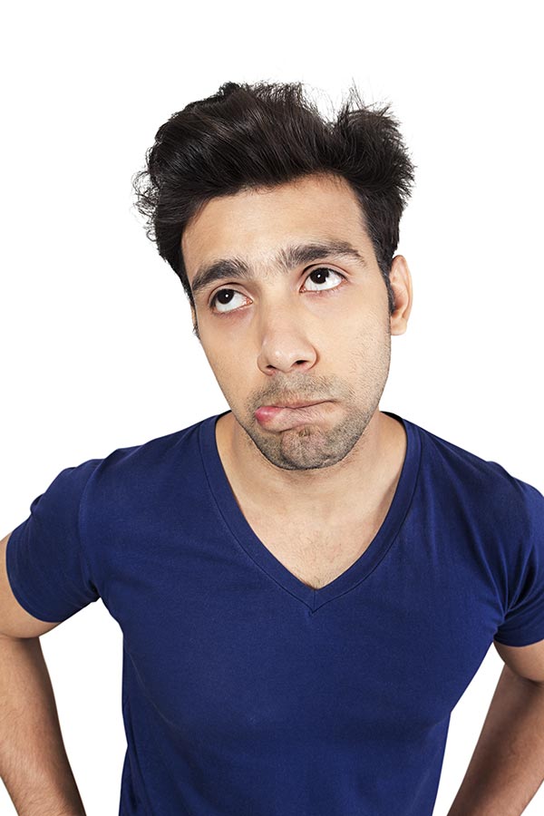 Anxiety Indian Young Man Sad Face Contemplation Facial Expression