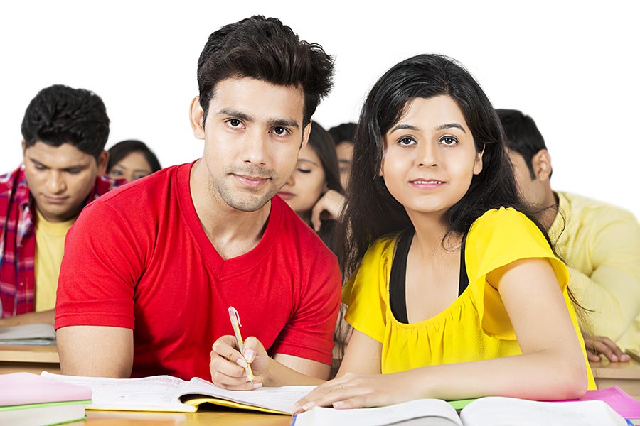 Indian College Couple Student Writing Notebook Study Exam Preparing ...