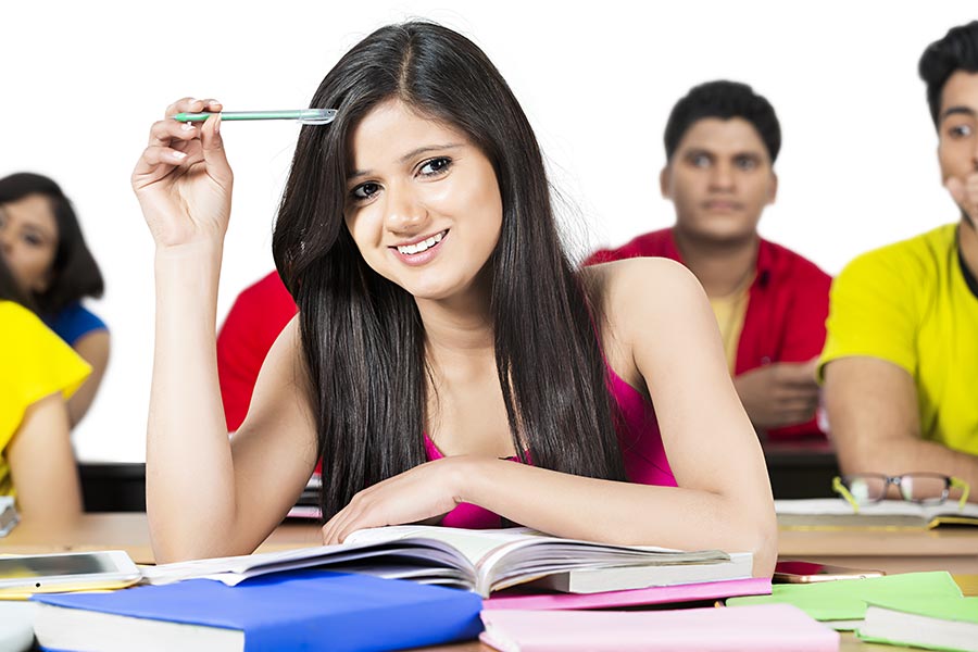 Indian College Girl Student Reading Book Studying Education Learning ...